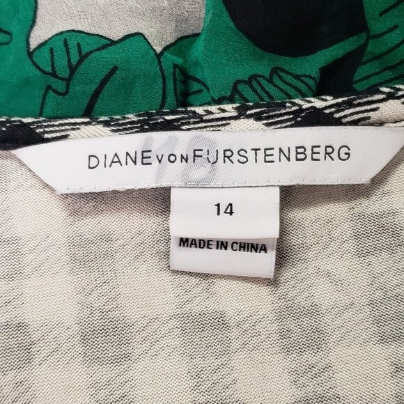 Diane Von Furstenberg Womens Silk Wrap Mini Dress Size 14 Gingham Sheer Picnic - Picture 8 of 14